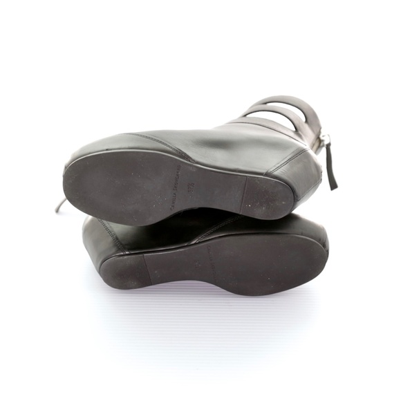 Camilla Skovgaard Black Leather Wedge Cage Platform Ankle Boots 7.5M Rare Mod - Picture 7 of 8